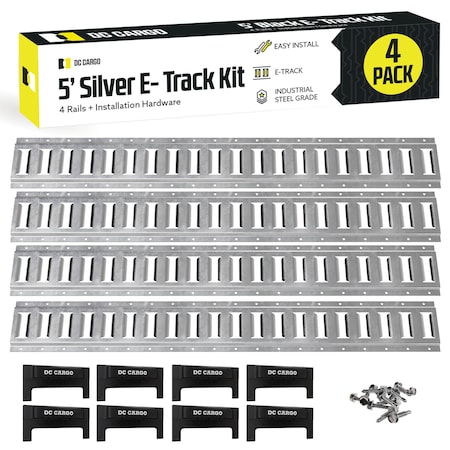 Dc Cargo 5' Long E-Track Galvanized Steel Rails with End Caps and Installation 5HETZKIT001